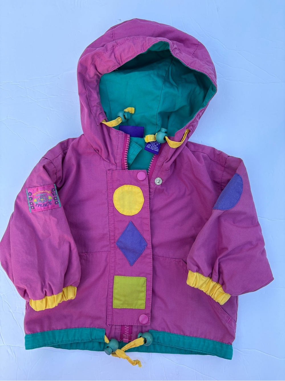 Vintage 90s The Children’s Place Colorblock Geometric Jacket Hooded Infant 6-12M